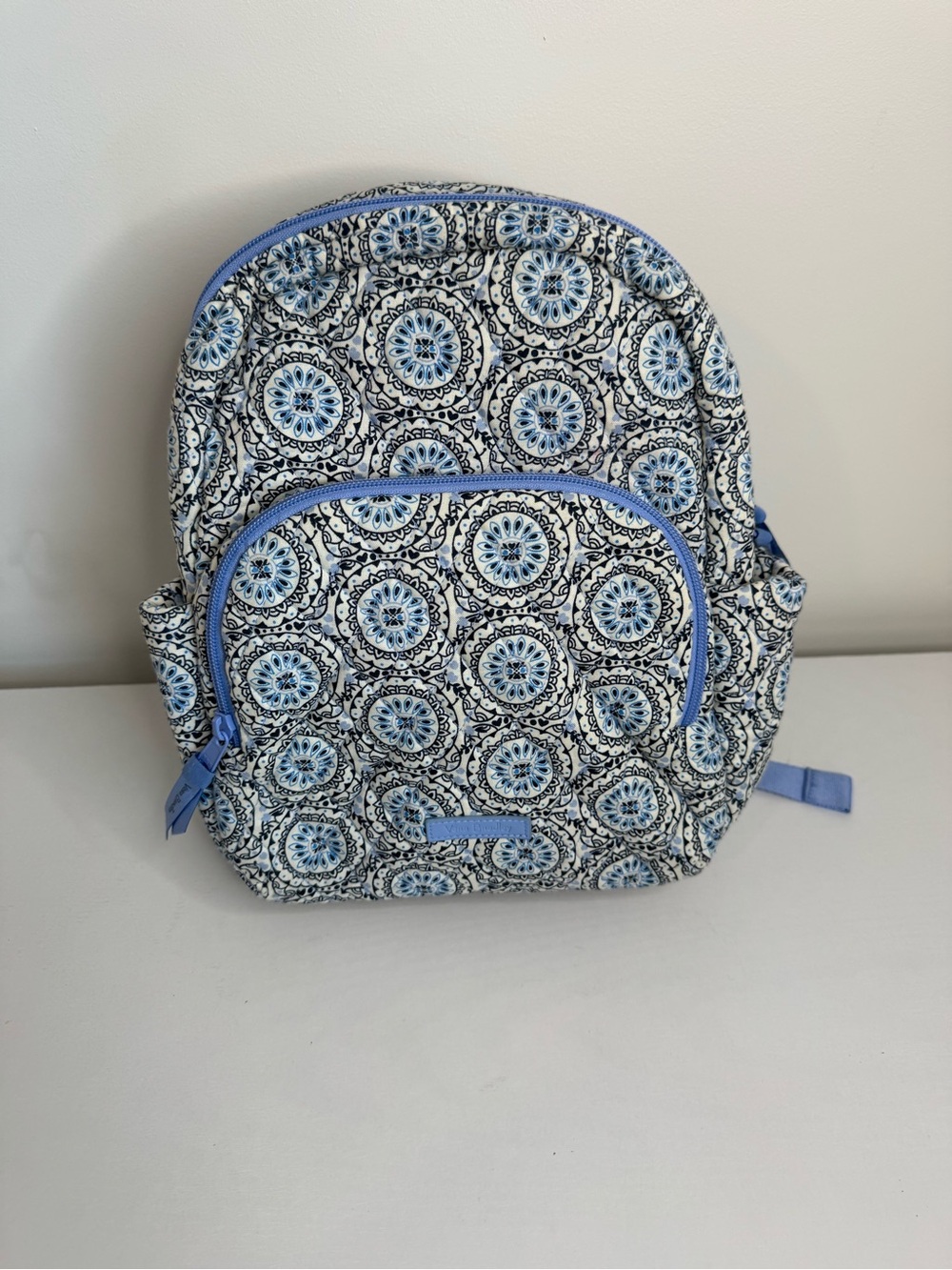 Vera Bradley Sporty Compact Backpack Steel Blue Medallion Quilted Cotton